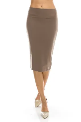 Basic Ponte Pencil Skirt with Back Slit