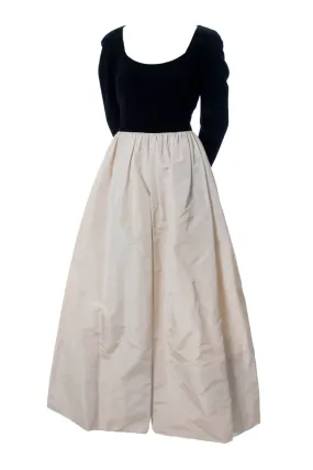 1960's Pauline Trigere Black and Cream Vintage Evening Gown