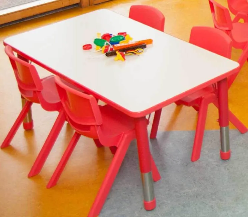 Adjustable Rectangular Polyethylene Table with Orchid White Top - All Heights and Colours