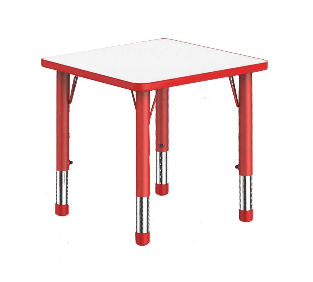 Adjustable Square Polyethylene Table with Orchid White Top - All Heights and Colours