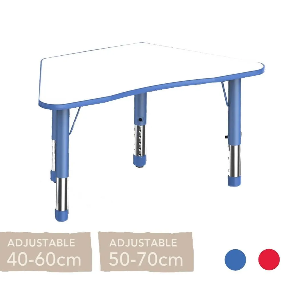 Adjustable Trapezium Polyethylene Table with Orchid White Top - All Heights and Colours