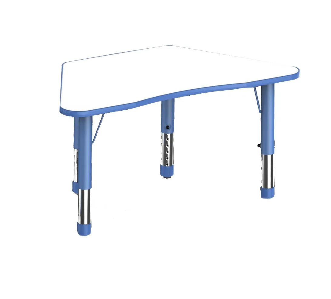 Adjustable Trapezium Polyethylene Table with Orchid White Top - All Heights and Colours