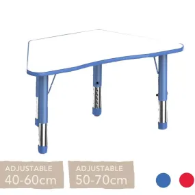 Adjustable Trapezium Polyethylene Table with Orchid White Top - All Heights and Colours