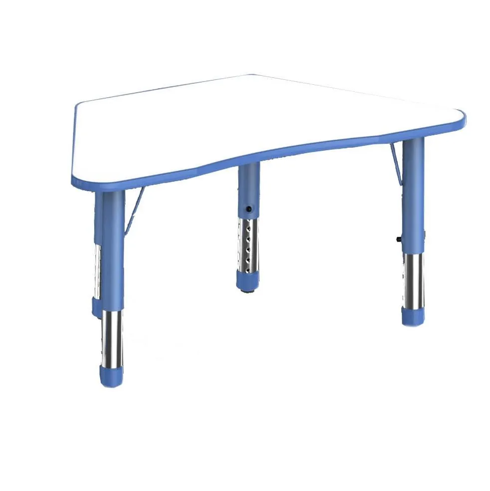 Adjustable Trapezium Polyethylene Table with Orchid White Top - All Heights and Colours