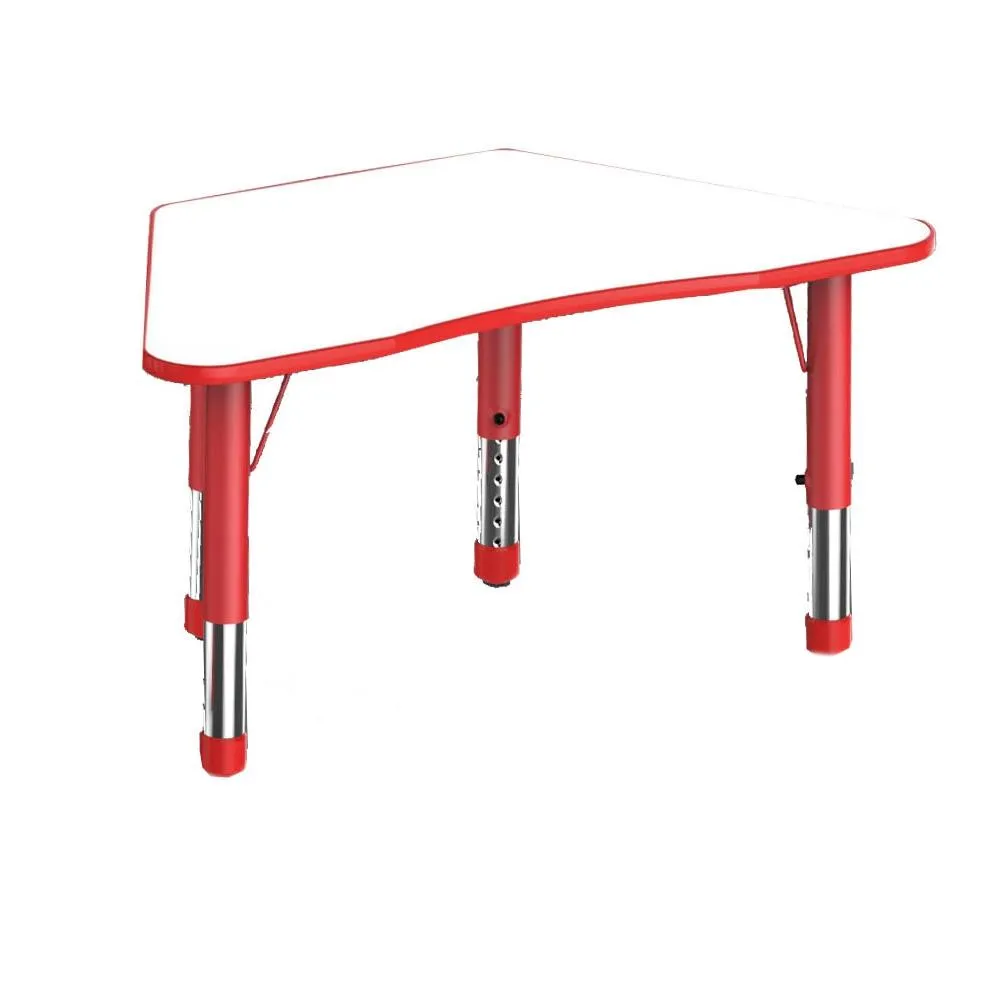 Adjustable Trapezium Polyethylene Table with Orchid White Top - All Heights and Colours