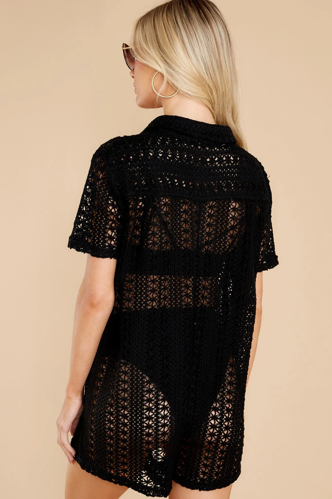 Adventures Ahead Black Crochet Romper