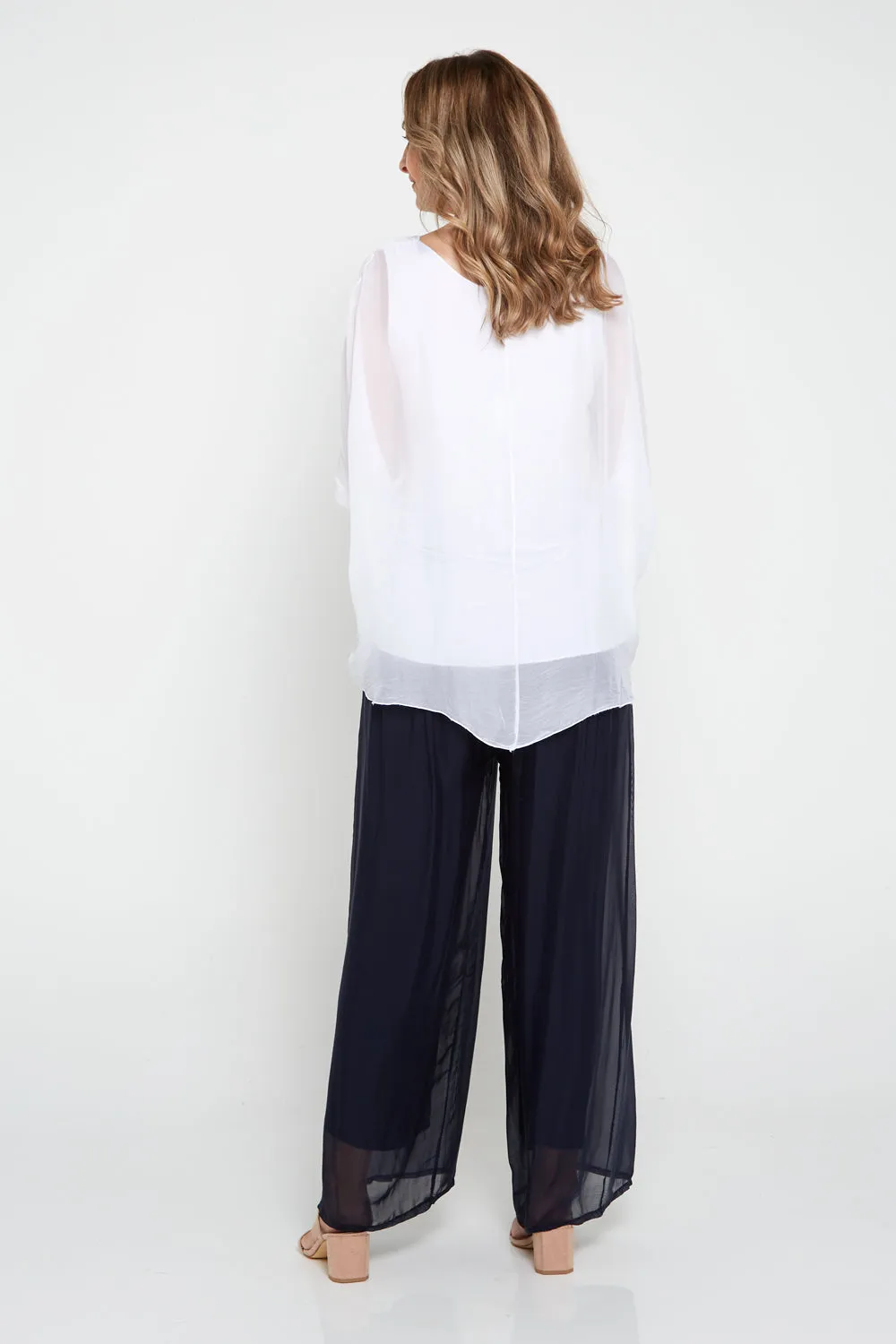 Arlette Silk Pants - Blue Navy