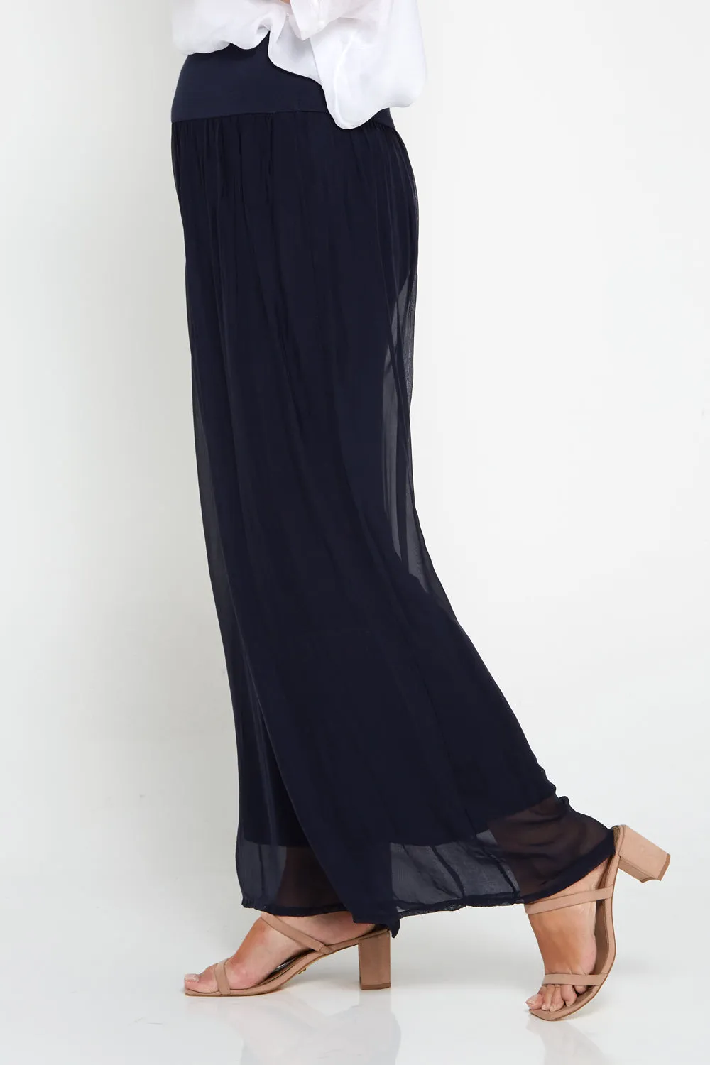 Arlette Silk Pants - Blue Navy