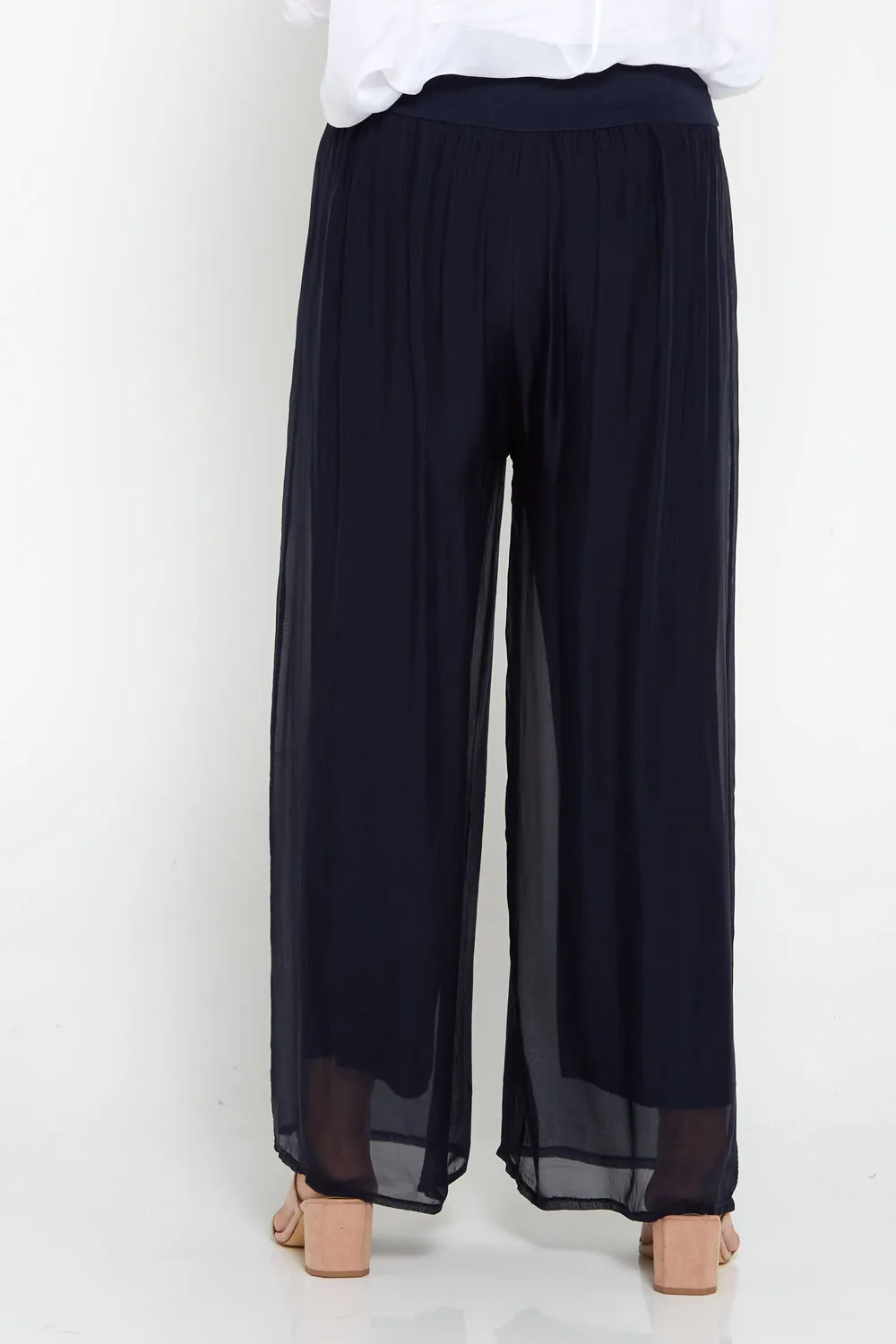 Arlette Silk Pants - Blue Navy