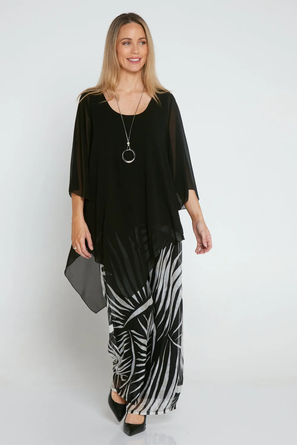 Arlette Silk Pants - Evening Palms