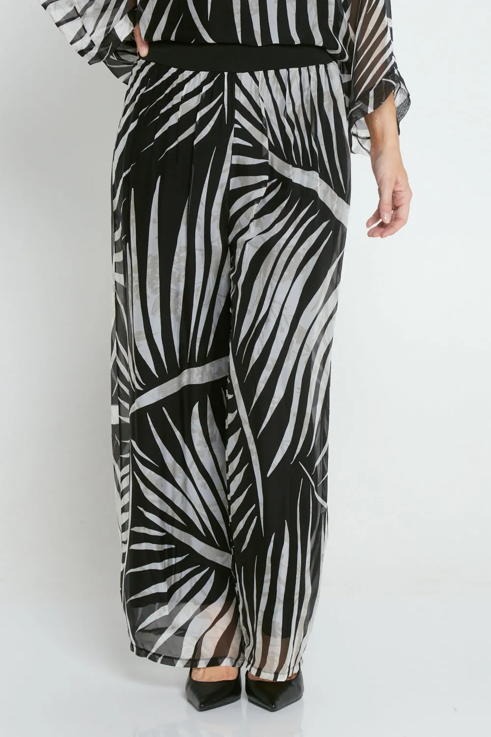 Arlette Silk Pants - Evening Palms