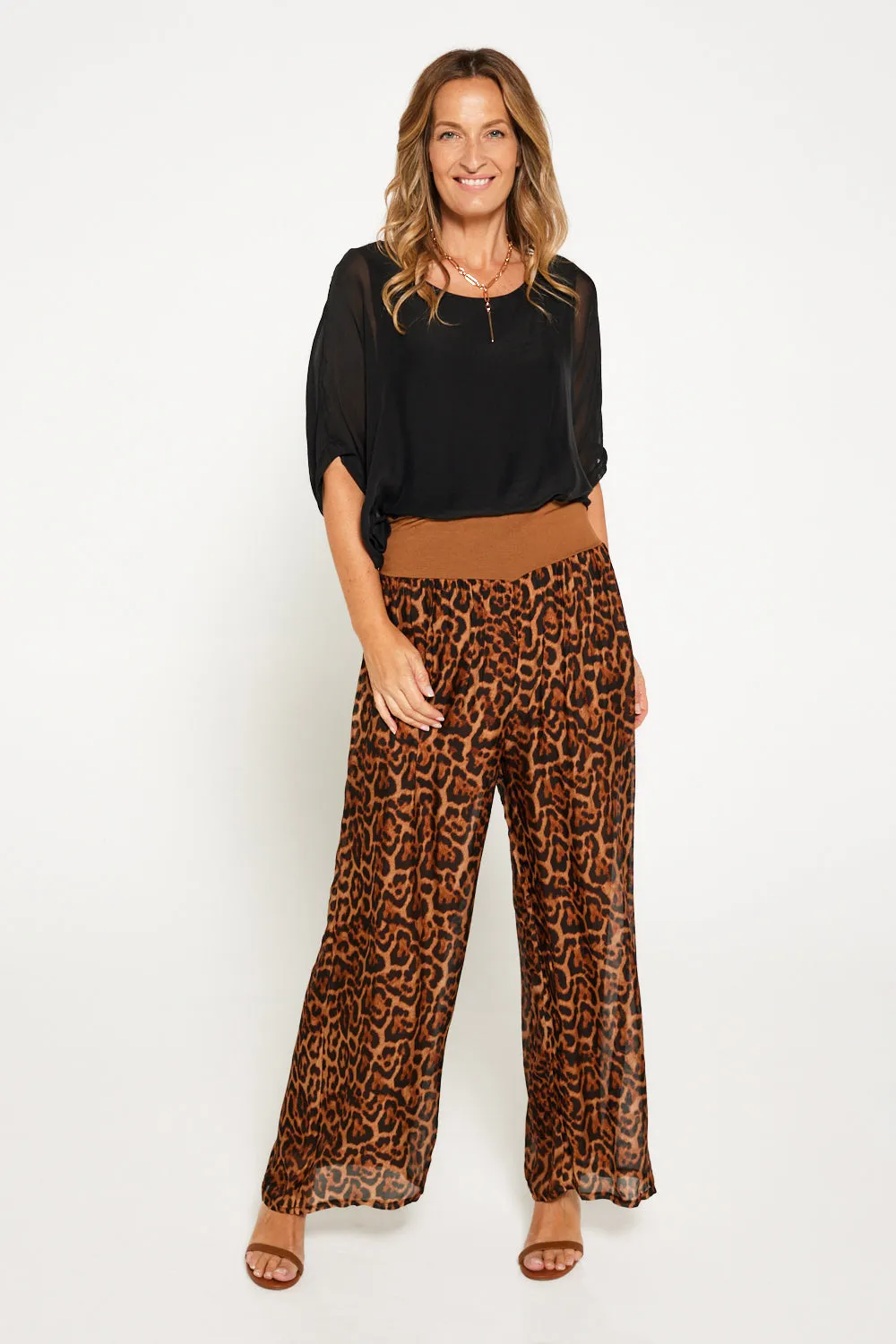 Arlette Silk Pants - Leopard