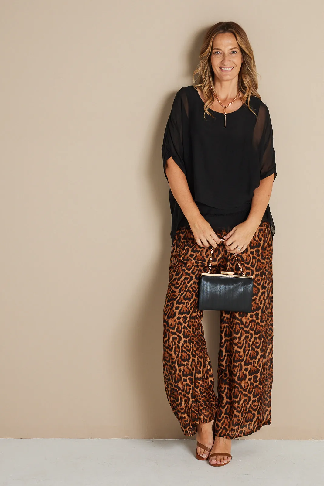 Arlette Silk Pants - Leopard