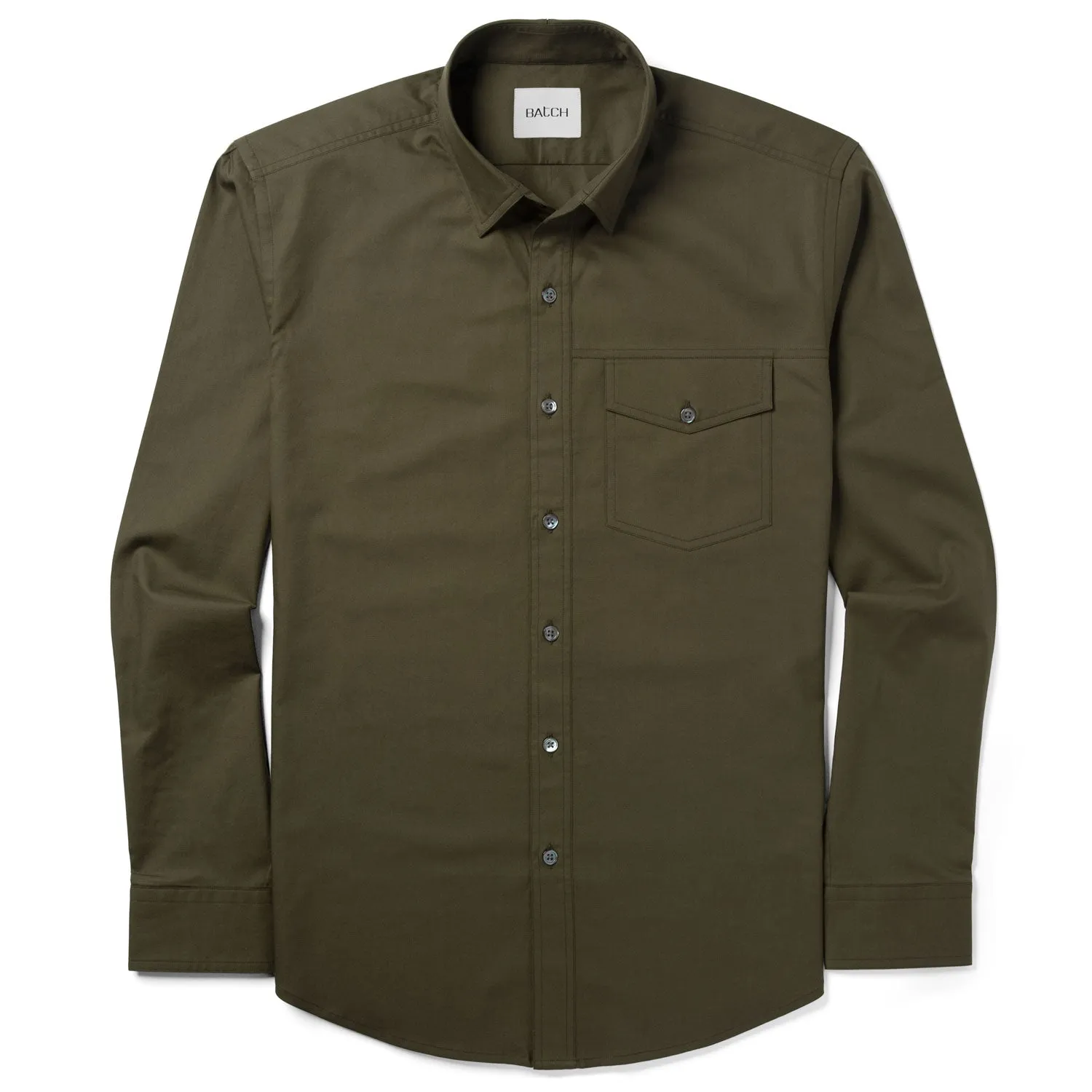 Author Casual Shirt – Dark Fatigue Green Cotton Twill