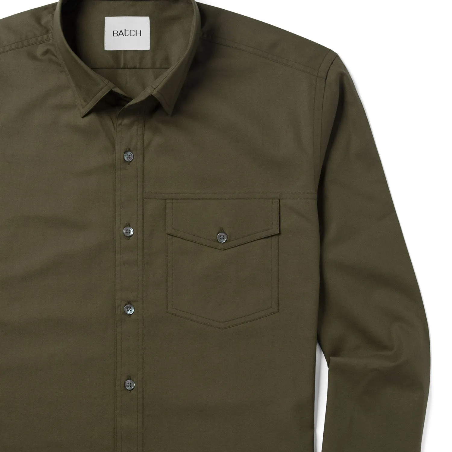 Author Casual Shirt – Dark Fatigue Green Cotton Twill