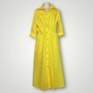 Ava Yellow Cotton Shirt Dress