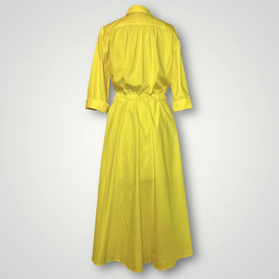 Ava Yellow Cotton Shirt Dress