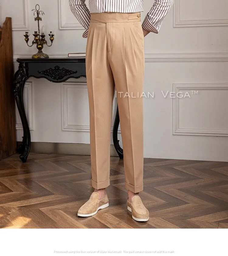 Beige Classic Buttoned Gurkha Pants by Italian Vega®