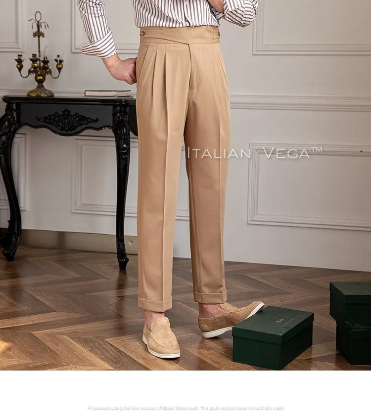 Beige Classic Buttoned Gurkha Pants by Italian Vega®