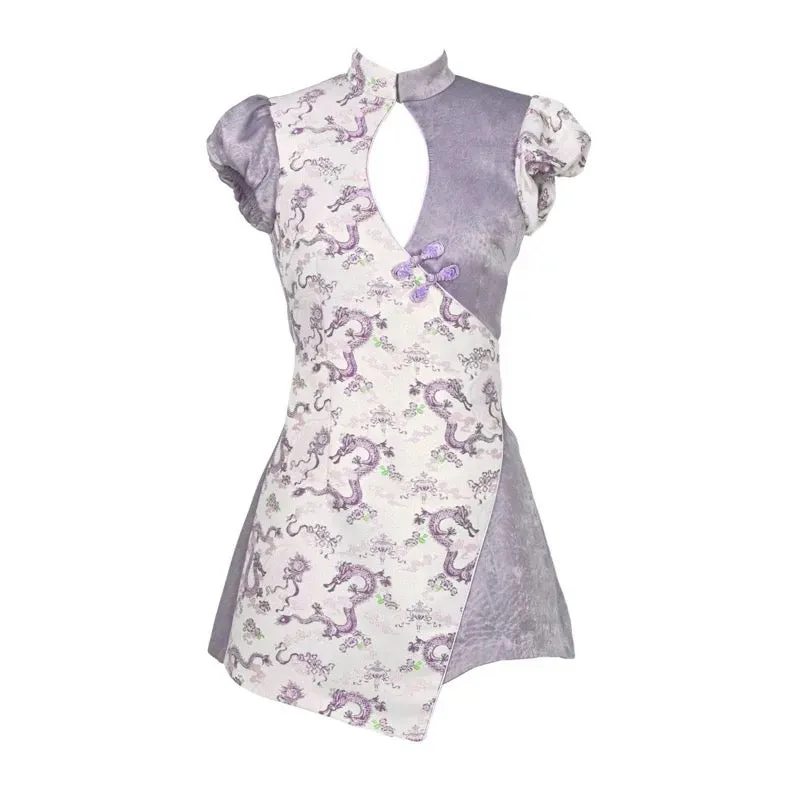 [Blood Supply] Dragon Wisteria Qipao Romper Jumpsuit