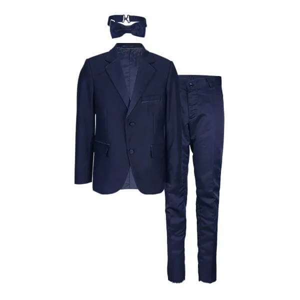 BLUE SATIN LAPEL 2 PIECE SUIT WITH BOW TIE