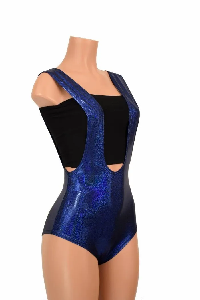 Blue Sparkly Jewel Suspender Romper