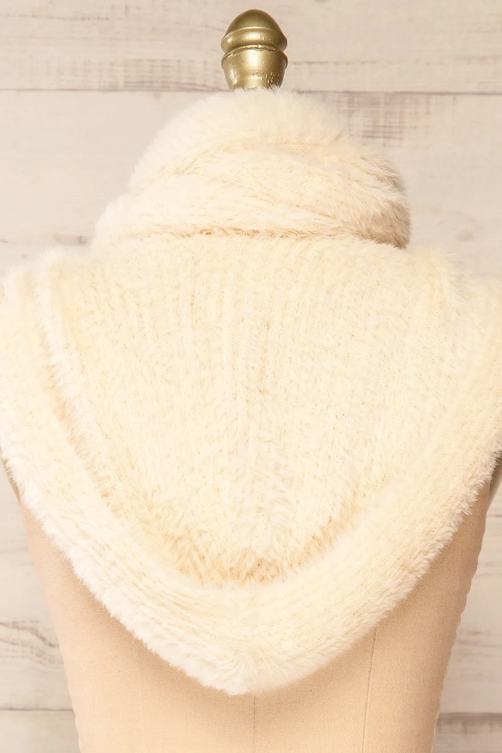 Bombay | Soft Knit Ivory Hooded Scarf