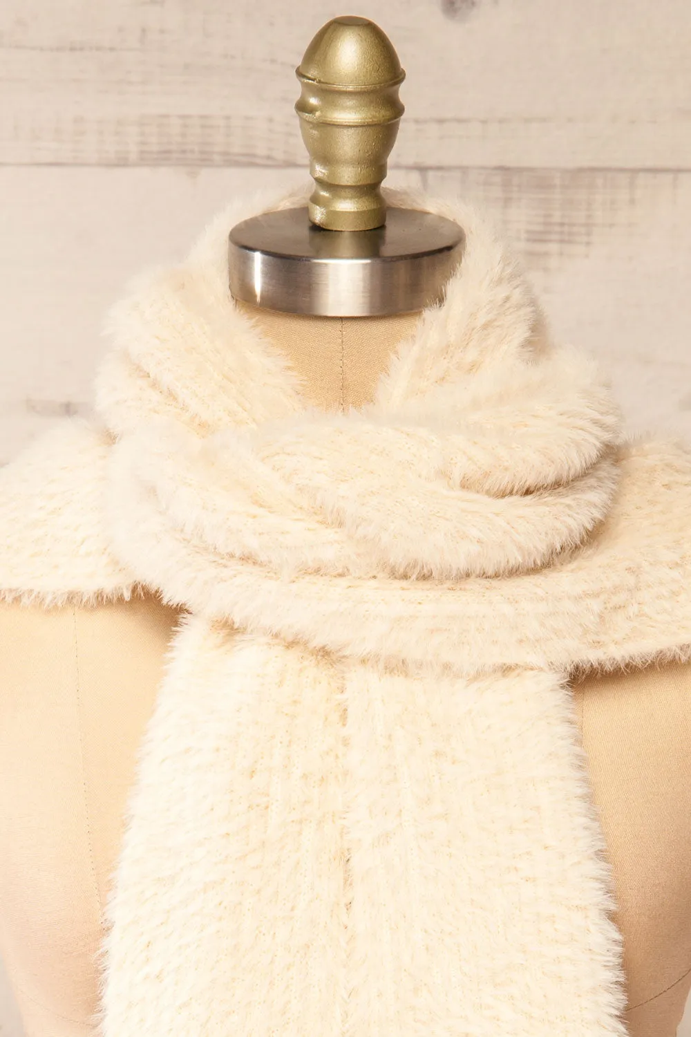 Bombay | Soft Knit Ivory Hooded Scarf