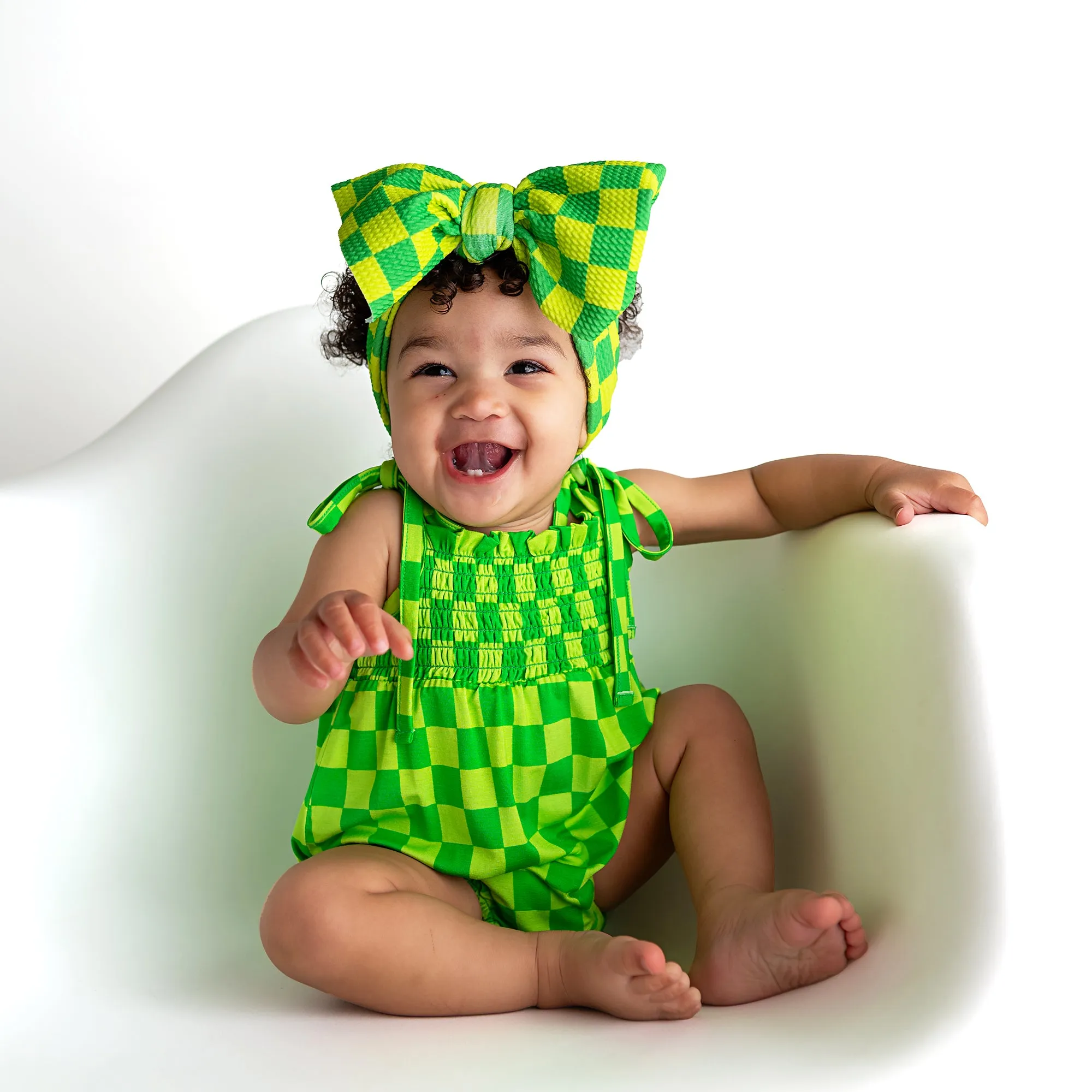 Brad Green Neon SMOCKED BUBBLE ROMPER