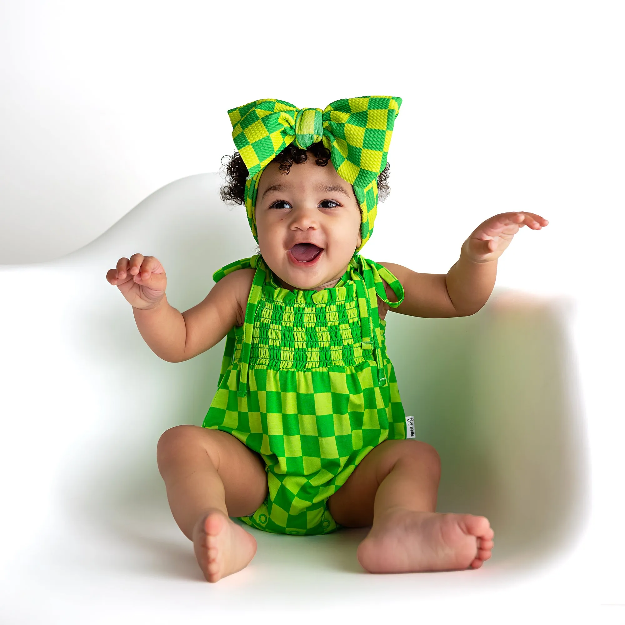 Brad Green Neon SMOCKED BUBBLE ROMPER