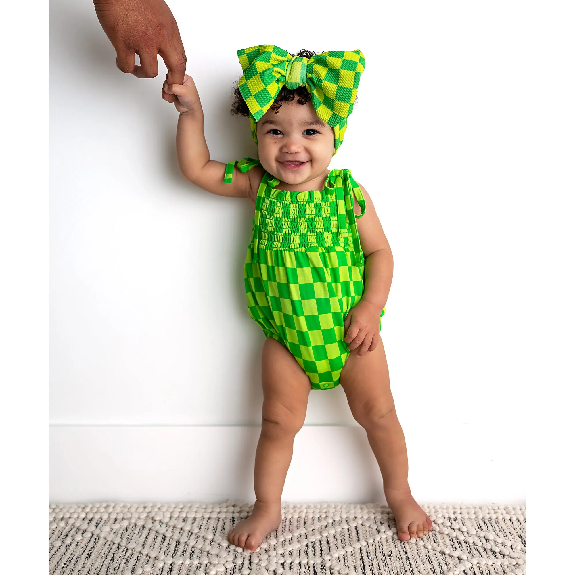 Brad Green Neon SMOCKED BUBBLE ROMPER