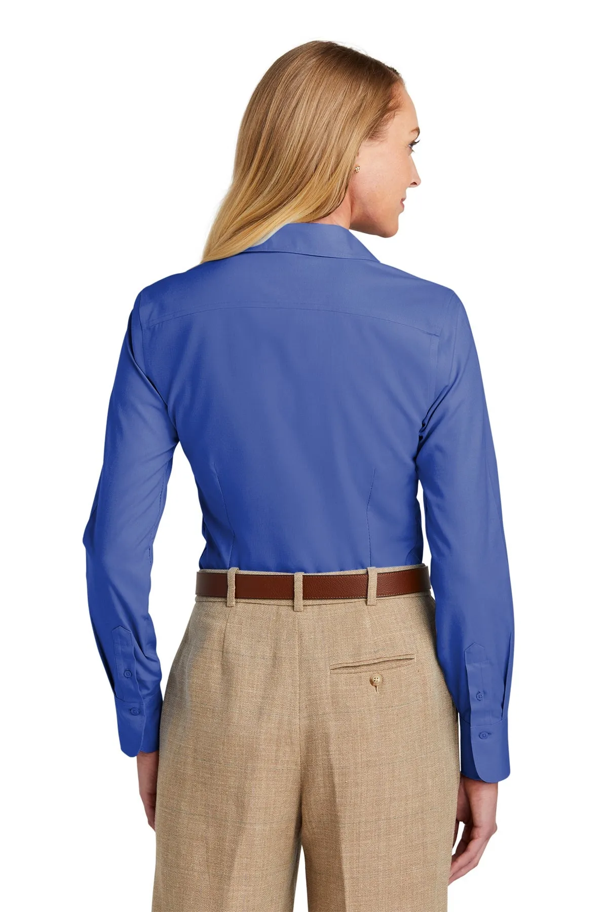 Brooks Brothers Womens Wrinkle-Free Stretch Nailhead Shirt, Cobalt Blue