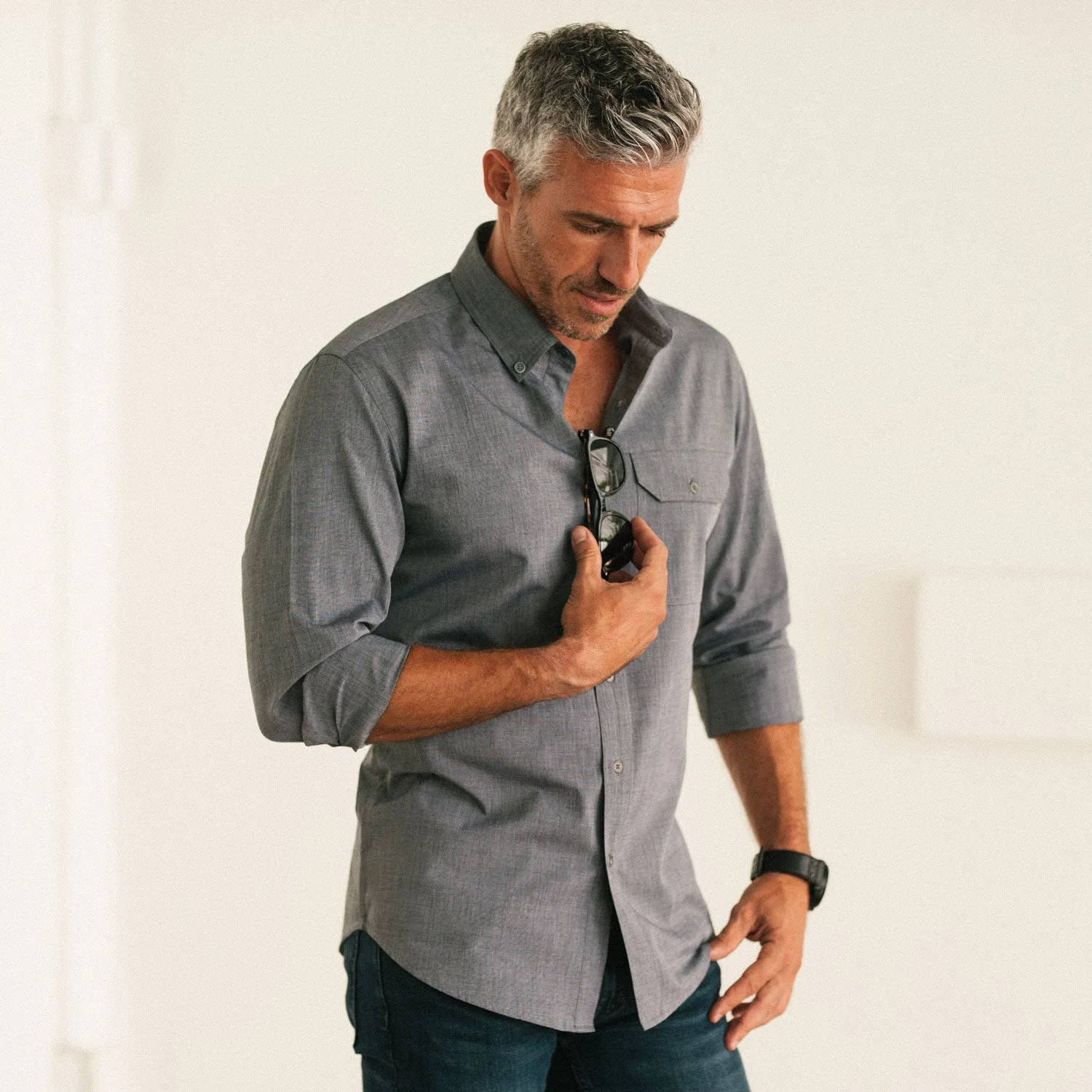 Builder Casual Shirt – Titanium Gray Cotton End-on-end