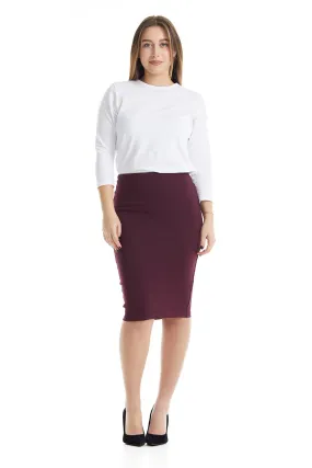 Burgundy Office Pencil Skirt for Women 'Houston'