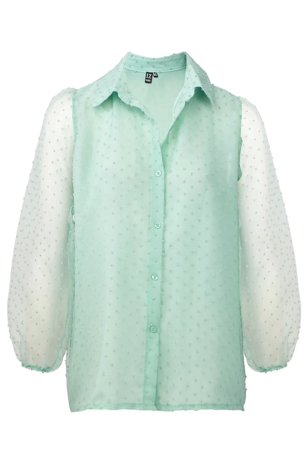 Button Front Balloon Sleeve Shirt