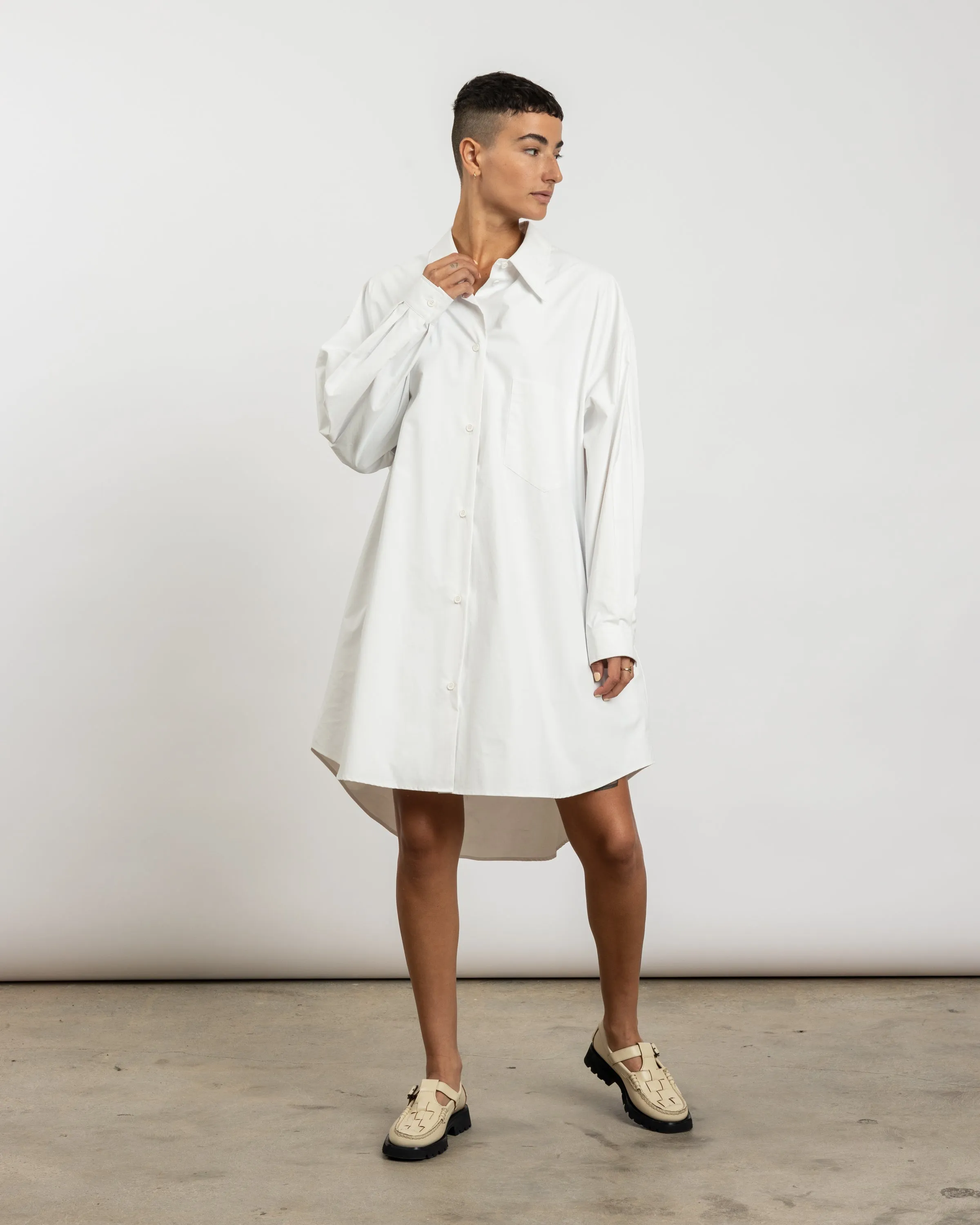 Button Up Dress in Off-White