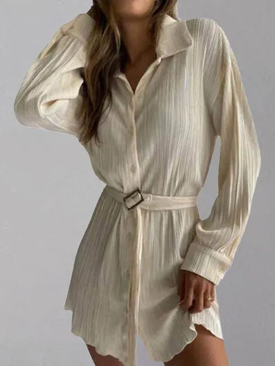 Button Up Dropped Shoulder Shirt Dress