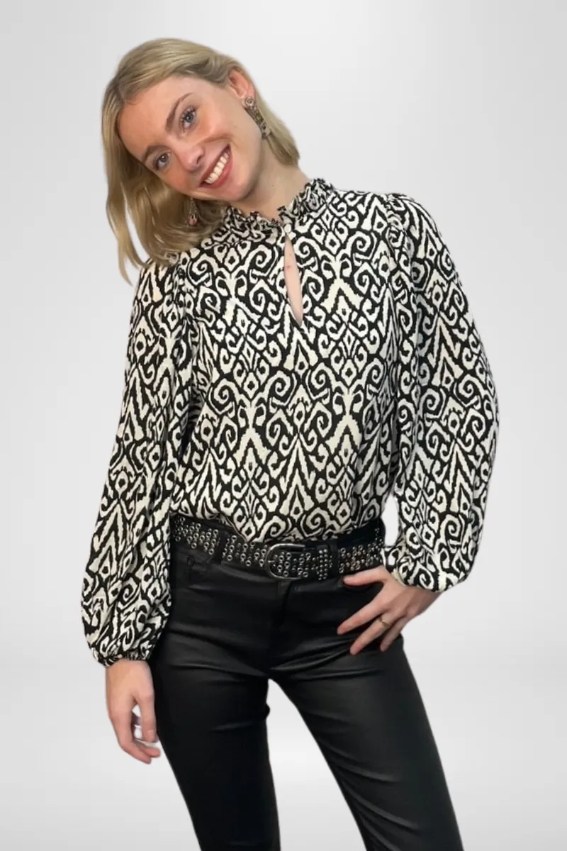 Camilla Ruffle Neck Blouse By Pixi Carnival