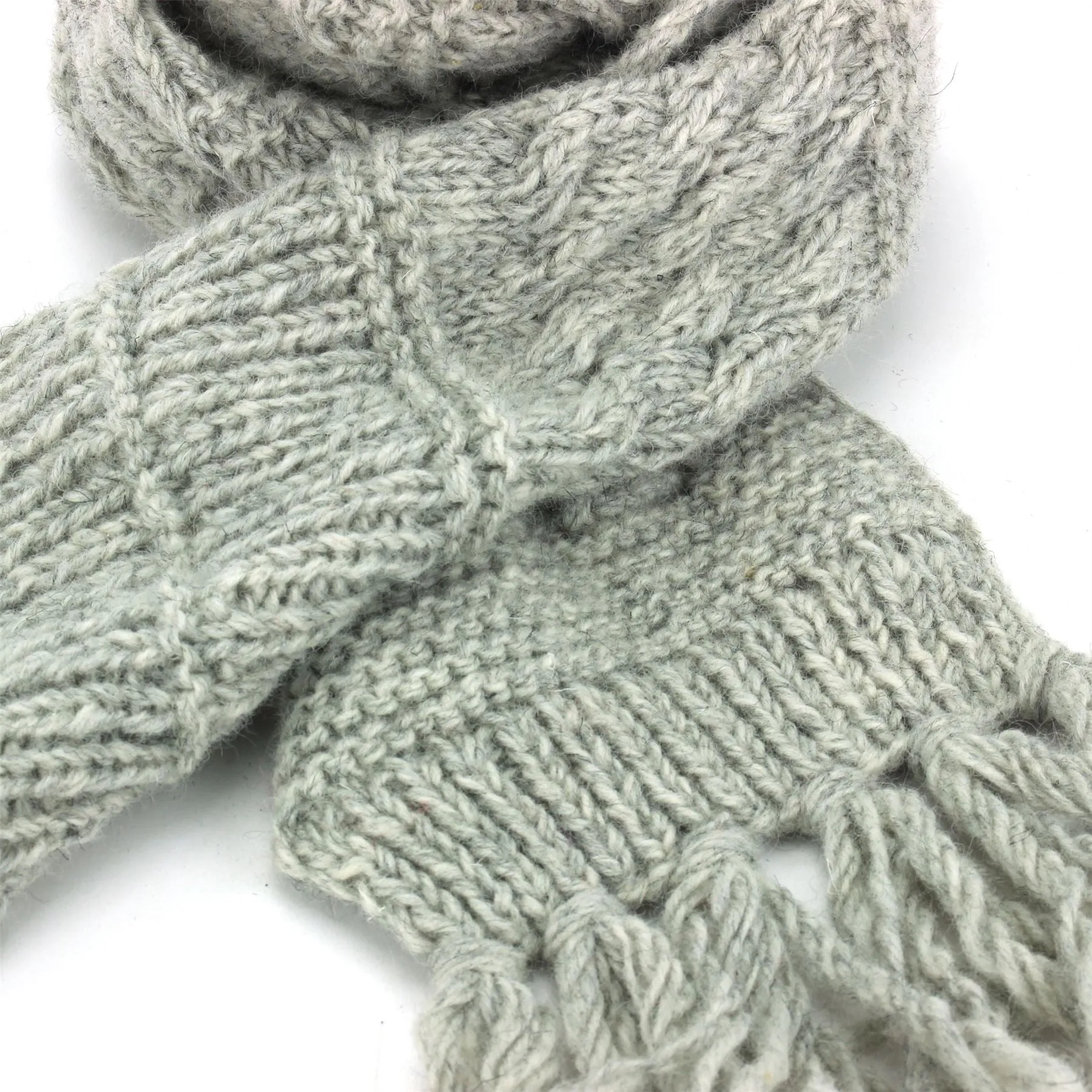 Chunky Wool Knit Scarf - Light Grey