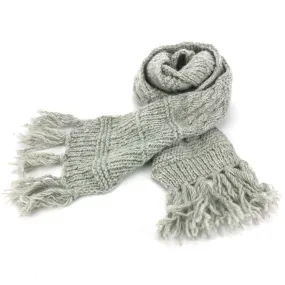 Chunky Wool Knit Scarf - Light Grey