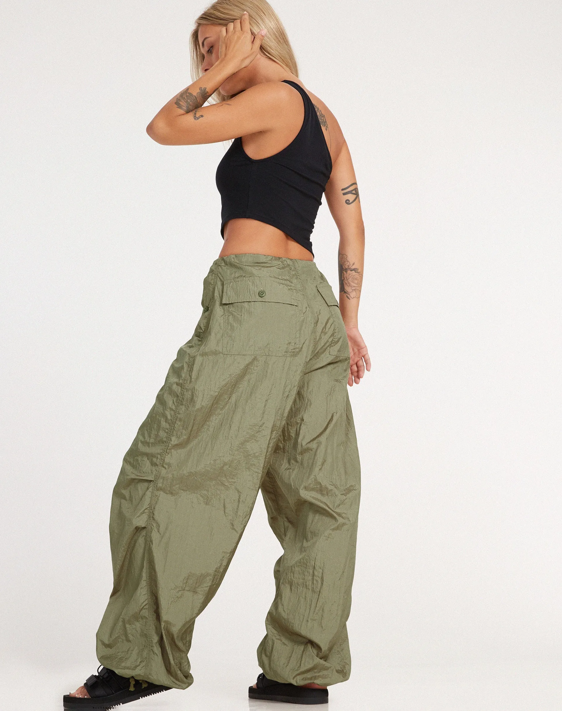 Chute Trouser in Parachute Silver Green