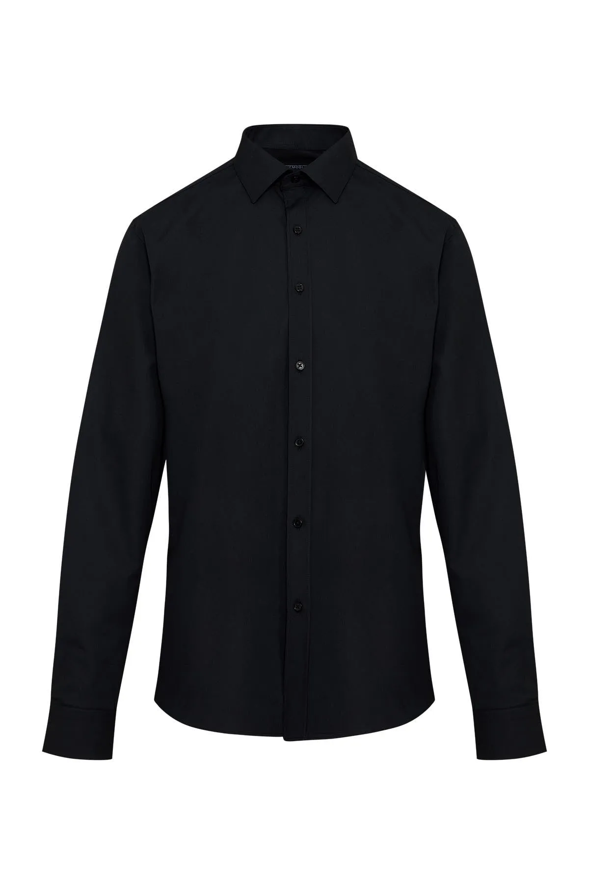 Comfort Fit Long Sleeve Cotton Blend Black Dress Shirt