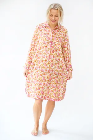 Cotton Night-shirt - Pretty Pink Floral Print