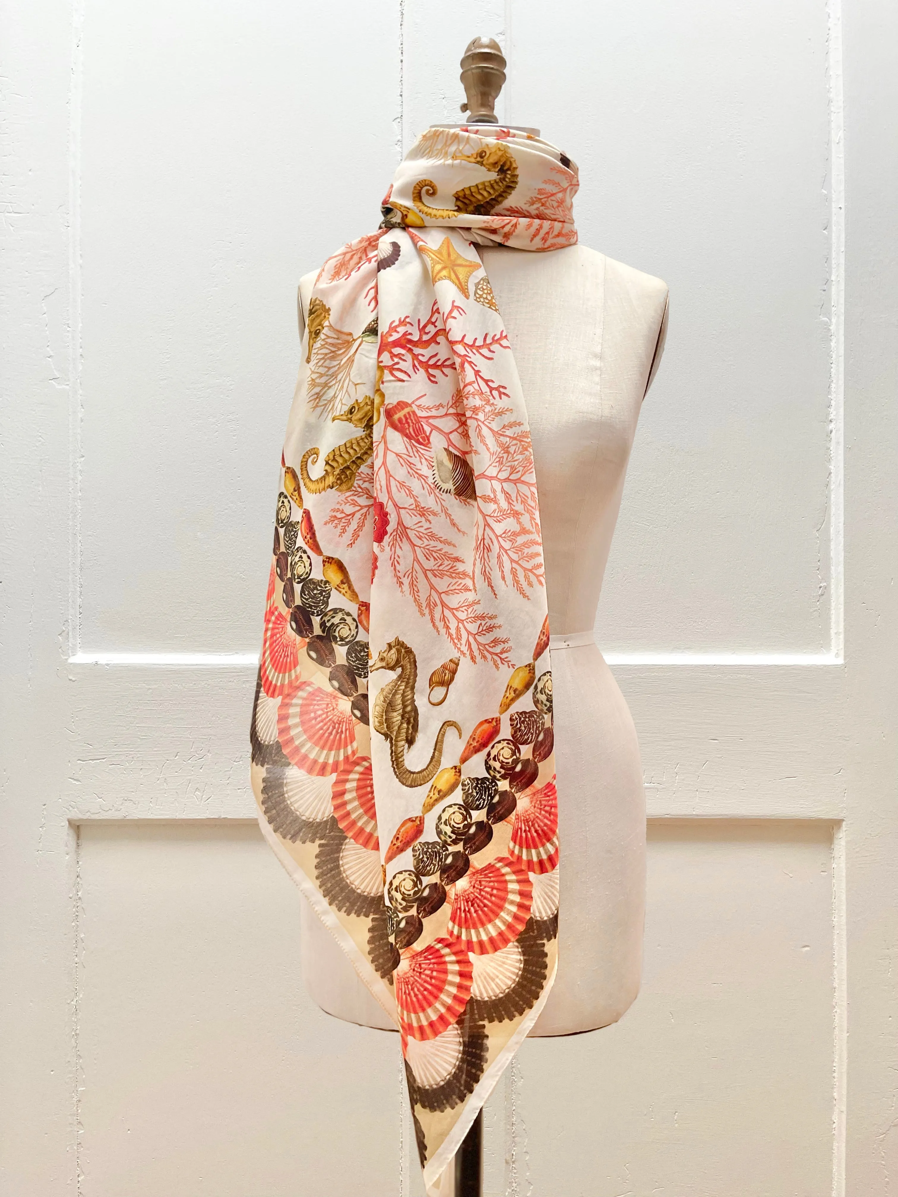 Cotton-Silk Scalloped Sanctuary Scarf