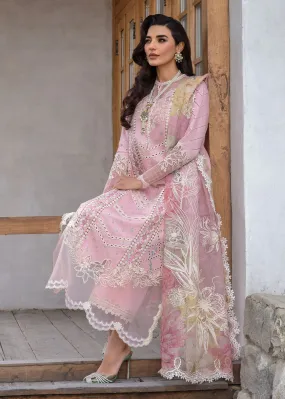 Crimson X Saira Shakira Luxury Lawn – A Floral Mesh - Rose Pink