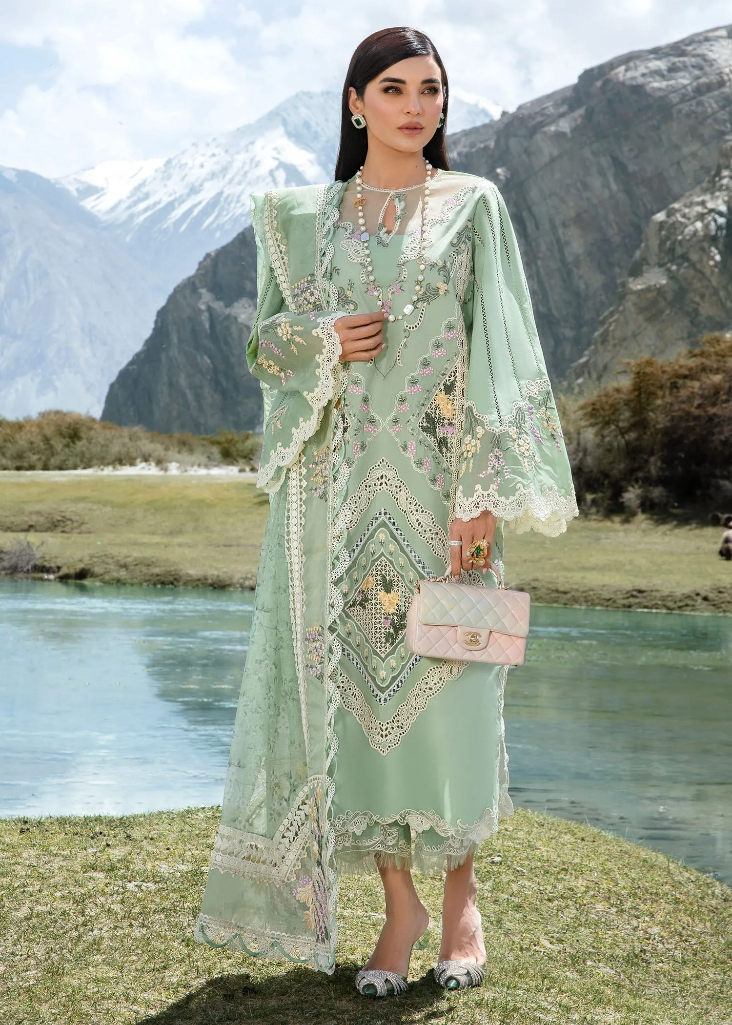 Crimson X Saira Shakira Luxury Lawn – A French Brunch - Sage