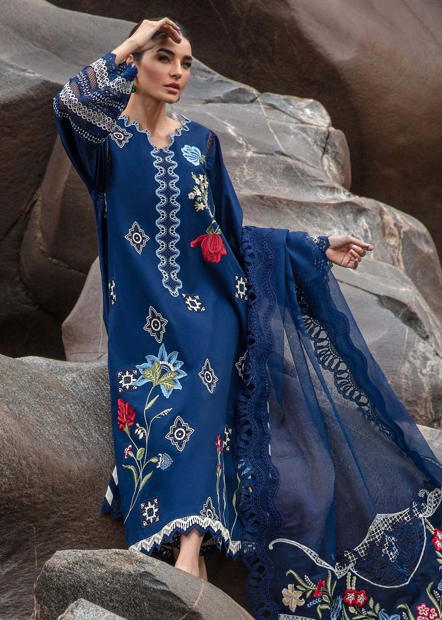 Crimson X Saira Shakira Luxury Lawn – Into The Wild - Midnight Blue