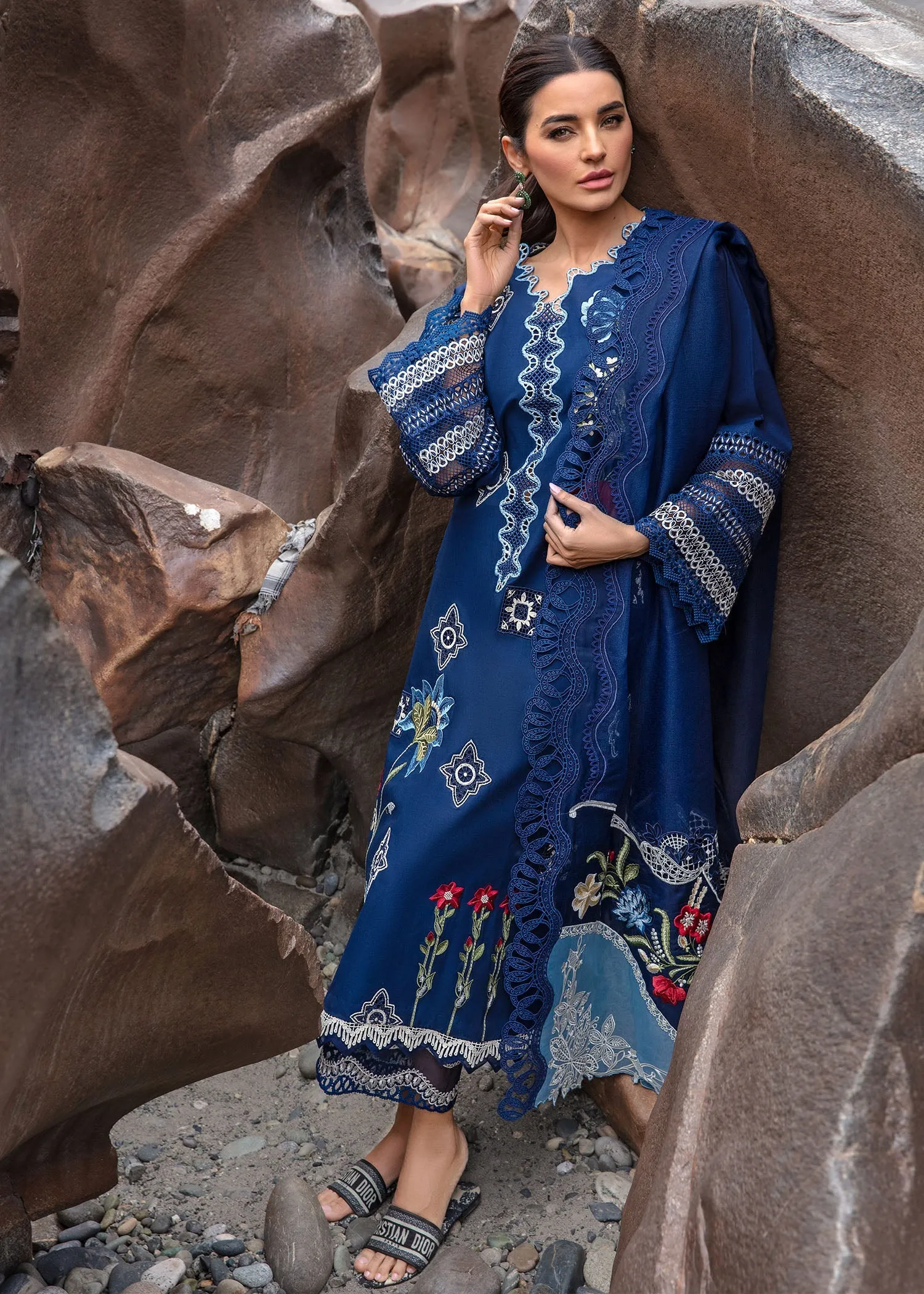 Crimson X Saira Shakira Luxury Lawn – Into The Wild - Midnight Blue