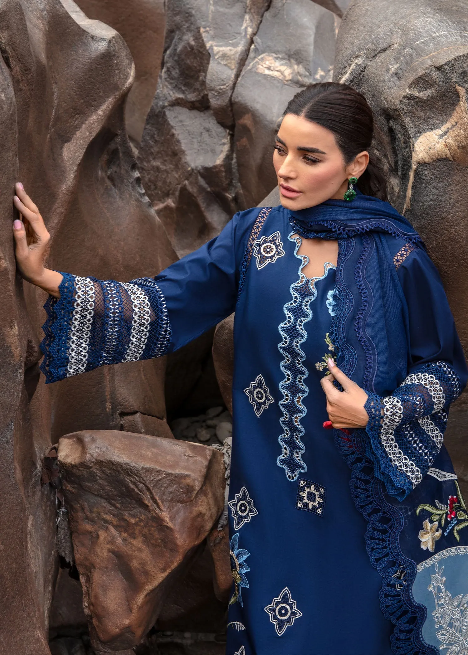 Crimson X Saira Shakira Luxury Lawn – Into The Wild - Midnight Blue