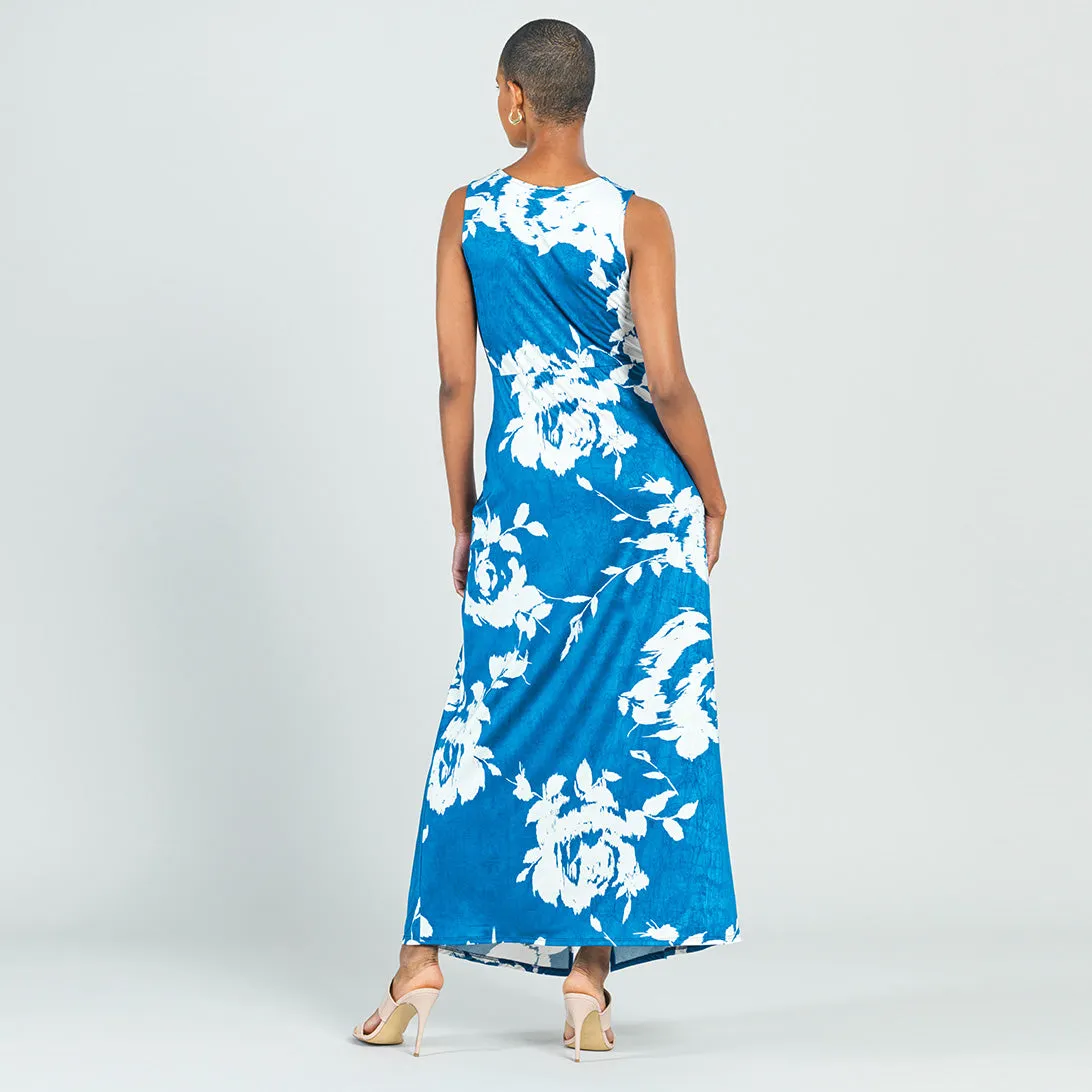 Crushed Silk Knit - Center Slit Maxi Dress - Dreamy Floral - Final Sale!